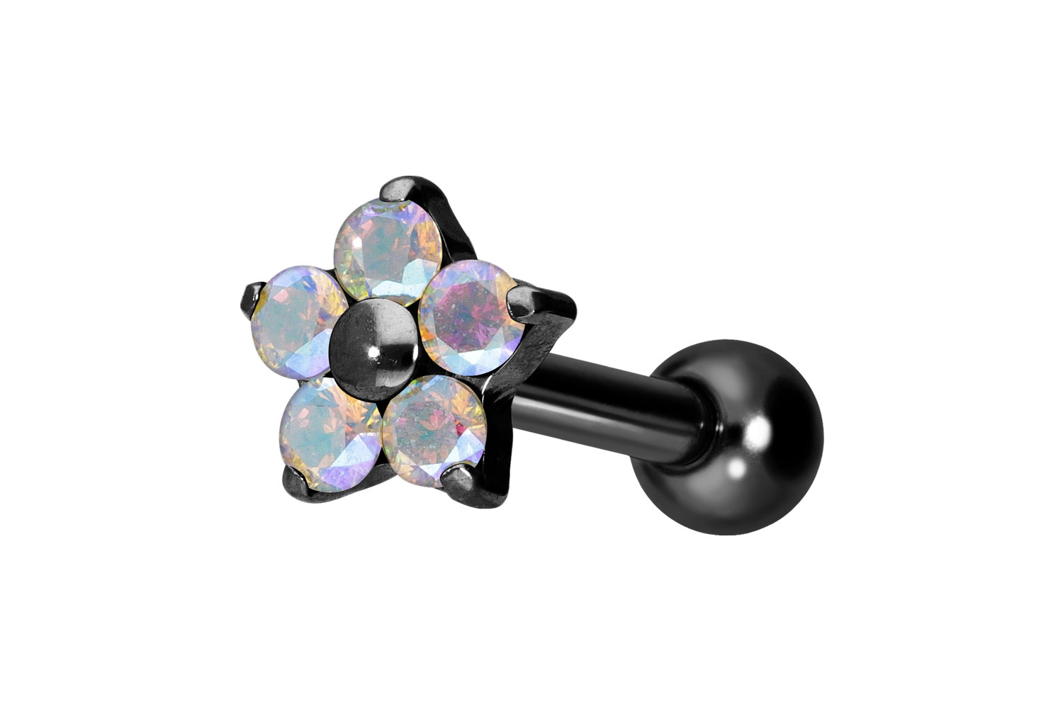 Titan Ohrpiercing mit Innengewinde KRISTALLBLUME